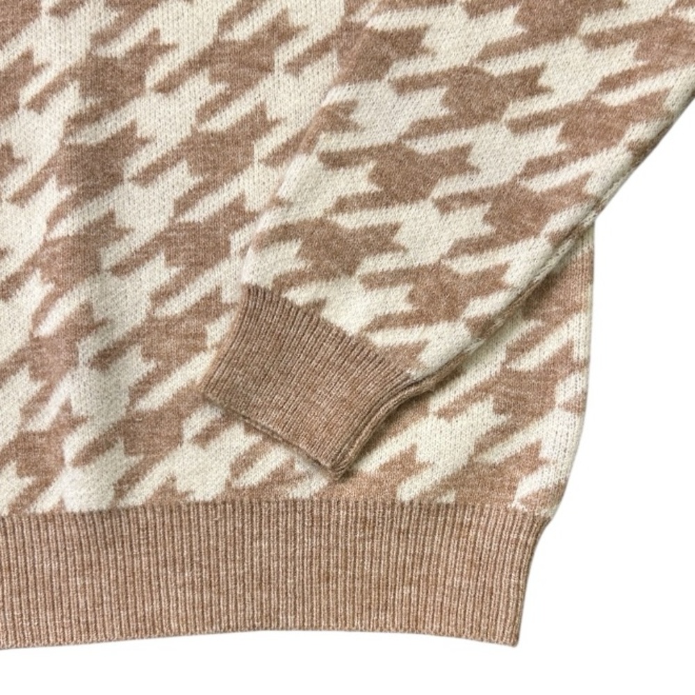 Listicle Taupe Houndstooth Pullover Knit Sweater Women’s Size Medium - Picture 10 of 11